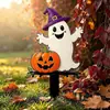 Decoração de Chão de Fantasma e Abóbora de Halloween para Gramado Externo, Pátio, Arranjo de Feriado, Ornamento Plano de Acrílico