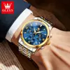 Reloj de la Marca Oris Dropshipping Transfronterizo Multifuncional Impermeable Cuarzo Luminoso Correa de Acero Reloj para Hombre