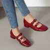 Nuevos Zapatos de Salón de Charol con Hebilla, Punta Cuadrada, Tacón Cuadrado, Tacón Medio, Zapatos Profesionales para Mujer, Zapatos Mary Jane, Tallas Grandes 40-43, Zapatos de Exportación