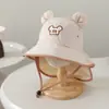 Chapéu de Balde Grande Estilo Novo para Crianças, Chapéu de Pescador de Secagem Rápida para Exterior, Versão Coreana Chapéu Fofo de Urso com Óculos para Proteção Solar de Bebê