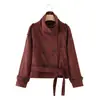 Colección de otoño transfronteriza MYST&ZA: nueva chaqueta de moda para mujer de manga larga con cuello alto y cinturón, en estilo europeo y americano