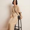 Vestido de Cachemira 2026 Otoño e Invierno Nuevo Estilo para Mujer Largo Cuello Redondo Holgado Vestido Suéter de Punto Interior