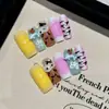 Arte y Artesanía Comercio Exterior Estilo Europeo y Americano Gato Dibujo Animado Repujado Tubo para Cigarrillos Clavos Cuadrados Patrón de Cebra Uñas Portátiles Completamente Hechas a Mano Uñas Postizas Venta al por Mayor