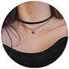 Collar Negro para Mujer, Collar Ajustable de Encaje de Cuero Aterciopelado en Capas, Gótico