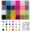 Set de Perlas Artificiales Perforadas Sueltas DIY Coloridas Redondas de ABS Materiales para Joyería Accesorios Caja de 24/28 Compartimentos