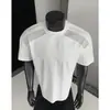 Camiseta de manga corta transpirable y fresca de seda helada con protección solar para hombre, top de malla con retazos de verano para exteriores, juvenil, de media manga