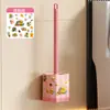 Juego de Cepillo para Inodoro, Cepillo Suave de Cerdas para el Hogar, Sin Esquinas Muertas, Cepillo de Limpieza con Mango Largo con Base para Baño e Inodoro