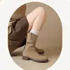 Botas Femininas Plataforma Primavera e Outono 2025 Novo Estilo Botas Curtas Western Cowboy Melard Botas Simples Botas de Cano Médio Botas Martin