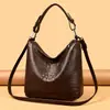 Bolsa Feminina de Comércio Exterior High-End Retro Padrão Crocodilo Bolsa de Mão Bolsa Saco Grande Capacidade Moda Temperamento Bolsa de Ombro Bolsa Transversal Tendência