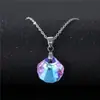 Collar de acero inoxidable europeo y americano transfronterizo al por mayor Collar con forma de abanico y cristal K9 morado Cadena para la clavícula geométrica con forma de concha