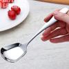 Cuchara de Acero Inoxidable 304, Cuchara Ampliada y Engrosada de Fondo Plano, Cuchara Creativa Cuadrada de Cabeza Grande, Cuchara de Arroz de Fondo Plano Exclusiva Transfronteriza
