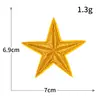 Sello de Bordado por Computadora Estrella de Cinco Puntas Transfronterizo de Comercio Exterior Parche de Tela Bordado con Hilo Dorado y Plateado Parche Decorativo para Ropa Chaqueta Insignia