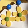 Brincos de Pintura a Óleo Coloridos, Suaves e Doces, Brincos de Flor Laranja Mar de Flores, Atmosfera Sonhadora, Brincos de Cor Contrastante para Mulheres