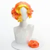 Mechas Desmontables con Gradiente Naranja Transfronterizo Peluca Corta Estilo Rizado Corto Cosplay de Anime/Fiesta Raya Media