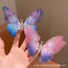 Pinza para el pelo de niños de Gasa Ligera Degradado Mariposa Alas de Perla se Mueven Trenzado de Cabello Fotografía Clip Lateral de Hada Decoración
