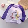 Chaqueta de Mezclilla de Otoño para Niña con Aplicación de Gato de Dibujos Animados, Bolsillo, Cuello Campana, Cierre de Botones, Top Elegante y Versátil
