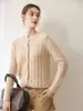 Cardigan de Punto Herbalife 25% Seda de Morera 75% Cachemir para Mujer Cuello Redondo Tejido de Trenza Holgado Prendas de Abrigo para Principios de Otoño Suéter