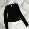 Loja Exclusiva Lulu Bling Camisa Henley Feminina Estilo Igual, Camiseta Yoga Manga Longa Gola Redonda, Top Base Ajustado ao Corpo com Ajuste na Cintura