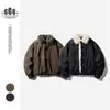 Crowd City Jaqueta de Algodão com Gola Alta e Gola de Pelo High-End Retro para Homens e Mulheres Inverno Quente Casual Solta Y614