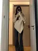 Suéter Gola Alta Irregular Feminino Inverno Novo Estilo Coreano Suéter Tricô Suave Preguiçoso