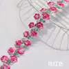 Opções Multicoloridas Disponíveis, Renda Bordada de Poliéster Rosa, Pequenas Flores Delicadas, Código de Barras Solúvel em Água Acessório de Cabelo Hanfu