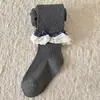 Medias de algodón peinado 10A con lazo de encaje antibacteriano leggings para niñas 26 otoño e invierno nuevas medias para niños