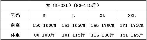 女（M-2XL）(80-145斤）