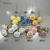 Flor Artificial Rosa Elsa de 3 Cabeças, Flor Artificial para Casamentos, Material de Tecido de Seda, Rosa Aberta com Pétalas em Cor Gradiente
