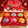Juguete Squishy Navideño de PU Más Vendido Transfronterizo, Juguete para Aliviar el Estrés de Rebote Lento con Bolitas que Hacen Ruido y Cara Sonriente con Purpurina