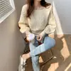 Suéter Retrô de Design Novo para Primavera, Outono, Inverno, Estilo Coreano, Gola Quadrada, Solto, Torcido, Manga Curta/Longa, Top Suéter para Mulheres