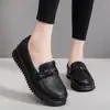 Zapatos de Mujer de Piel de Vaca de Primera Capa, Nuevo Estilo Zapatos Individuales Transpirables de Suela Blanda, Zapatos de Cuero Casual Antideslizantes para Personas de Mediana Edad y Mayores, Zapatos Planos para Mamá