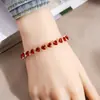 Pulsera de Corazón con Pedrería Estilo Europeo y Americano, Joyería de Hojas Coloridas de Moda con Pedrería, Diseño Versátil, Accesorios de Lujo Ligero al por Mayor