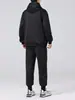 Conjunto de moletom com forro de lã e calça jogger para outono e inverno, novo conjunto esportivo de moletom com capuz e zíper de algodão espesso