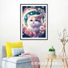 Pintura de Diamantes Punto de Cruz DIY Hecho a Mano Venta Caliente en Amazon Estilo Japonés Flor de Cerezo Rosa Gato Lindo Animal Sala de Estar