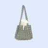 Novo design de nicho Handmade frisado prata brilhante Bolsa quadrada pequena moda All-match bolsa casual portátil