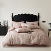 Conjunto de Quatro Peças de Gaze Estampada Dupla Camada Estilo 2026, Conjunto de Lençol para Cama de 1,5m, Mo Han - Branco e Cinza