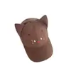Gorra de Béisbol Bordada con Orejas de Gato Lindas Estilo Japonés para Mujer, Gorra Versátil de Ala Ancha para Sol de Primavera y Verano que Hace que la Cara Parezca Más Pequeña, Gorra de Pico Suave