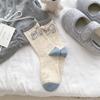 Calcetines a cuadros con moño de primavera y verano calcetines de tubo para mujer calcetines de felpa sin hueso de cachorro de dibujos animados para mujer calcetines accesorios ins de estilo coreano