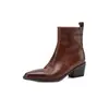 Botines Chelsea de piel lavada con mucha textura 2026 Otoño/Invierno tacón medio grueso versátiles para ir al trabajo punta fina botines de piel auténtica para mujer