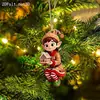 Adorno Navideño Acrílico Plano 2D Dibujo Animado Árbol de Navidad Pequeño Decoración Colgante Decoración Festiva Colgante de Regalo