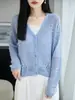 Blusa de Tricô Color Block com Gola Redonda e Manga Curta para Mulher, Cor de Linho Texturizado, Estilo Novo Primavera Outono, Cor Contrastante, Macia, Confortável, Versátil para o Dia a Dia