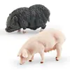 Set de 2 Figuras Realistas de Cerdos  PVC Cerdo Negro Vietnamita y Modelo de Madre Cerda Figuras de Animales en Miniatura para Niños Decoraciones de Granja Educativo Para