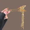 Grampo de Cabelo Borboleta Dourada Oca com Franjas Estilo Chinês Retro Novo Estilo Nacional Grampo de Cabelo com Temperamento Acessórios para Hanfu Qipao Mulheres