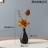 Adorno de Jarrón Pequeño Negro Retro Inspirado en Zen, Arreglo Floral Hidropónico Cerámico Estilo Chino para Mesa de Sala de Estar, Decoración de Ramo de Flores Secas