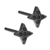 Aretes Simples de Estrella Cruzada para Mujer, Estilo Trendy Europeo y Americano, Elegantes y Versátiles, Aretes de Estrella de Cuatro Puntas de Zirconia Negra