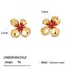 Brincos Tina Europeus e Americanos de Aço Titânio Simples e Sofisticados Moda Feminina Flor Pedra Natural Brincos Joias Populares Transfronteiriças
