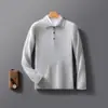 Novo suéter de malha POLO puro 100% lã masculino, suéter de malha folgado para outono e inverno