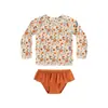 Trajes de Baño para Niñas Estilo Nuevo 2026, Conjunto de Dos Piezas de Manga Larga para Vacaciones, Resistente al Cloro, Protección Solar, Venta al por Mayor