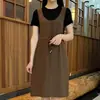 Vestido de moda falso dos piezas rejuvenecedor nuevo top moderno de manga corta cuello redondo falda de longitud media influencer tendencia mujer