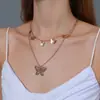 Colar de metal multicamadas estilo frio europeu e americano feminino simples longo personalizado cruz lua clavícula corrente pingente
